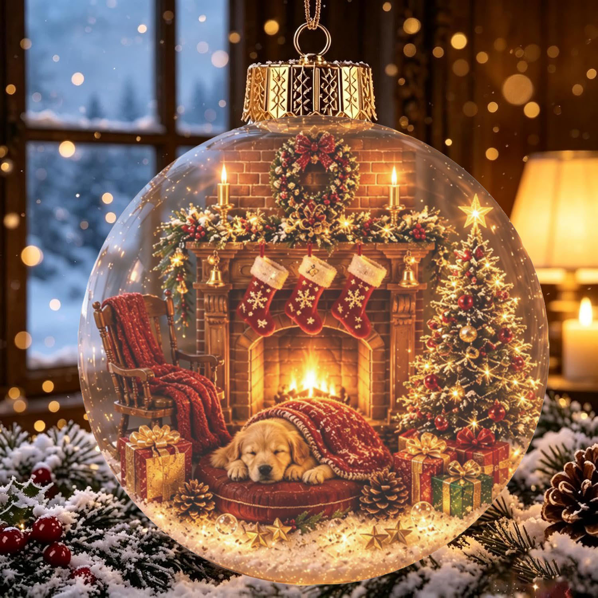 ChristmasOrnament – Glødende Jule Mini Vinter Verden Hus Dekor Ornament