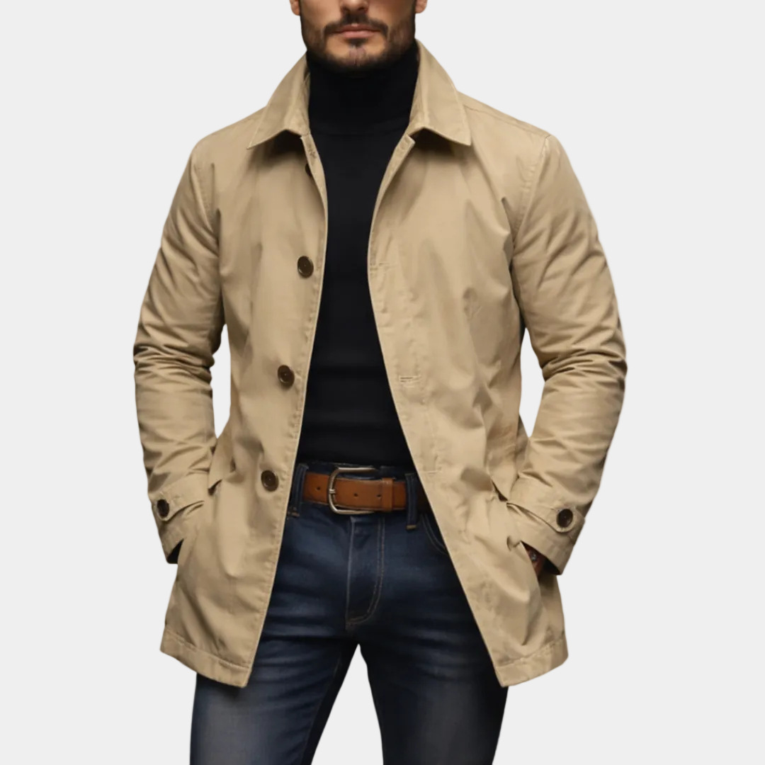 Icone™ TrenchCoat - Elegant Stilfuld Herre Mid-Længde Trench Frakke