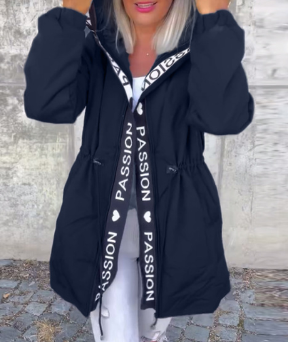 Icone™ HoodedJacket: Kvinders Casual Bogstav Print Snøre Hætte Jakke