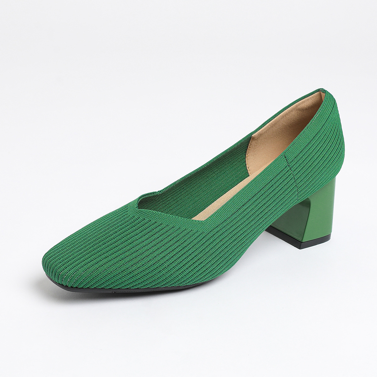 Happy™ KnittedHeels: Kvinder Firkantet Tå Kort Hæl Afslappet Komfort Strikket Hæle