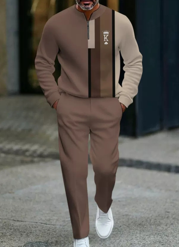 Icone™ GraphicSet: Herres Afslappet Sportswear Grafisk Print Sweatshirt Og Bukser Sæt