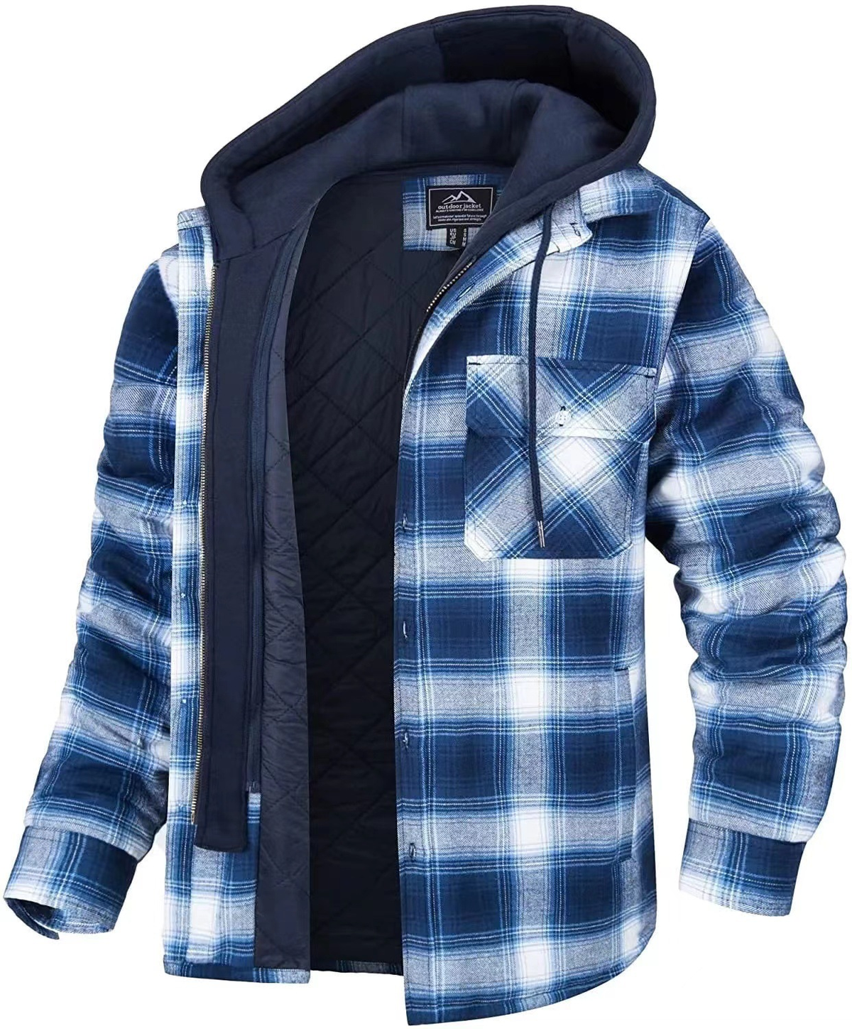 Icone™ PlaidJacket: Herre Stilfuld Huva Lynlås-Op Ternet Jakke