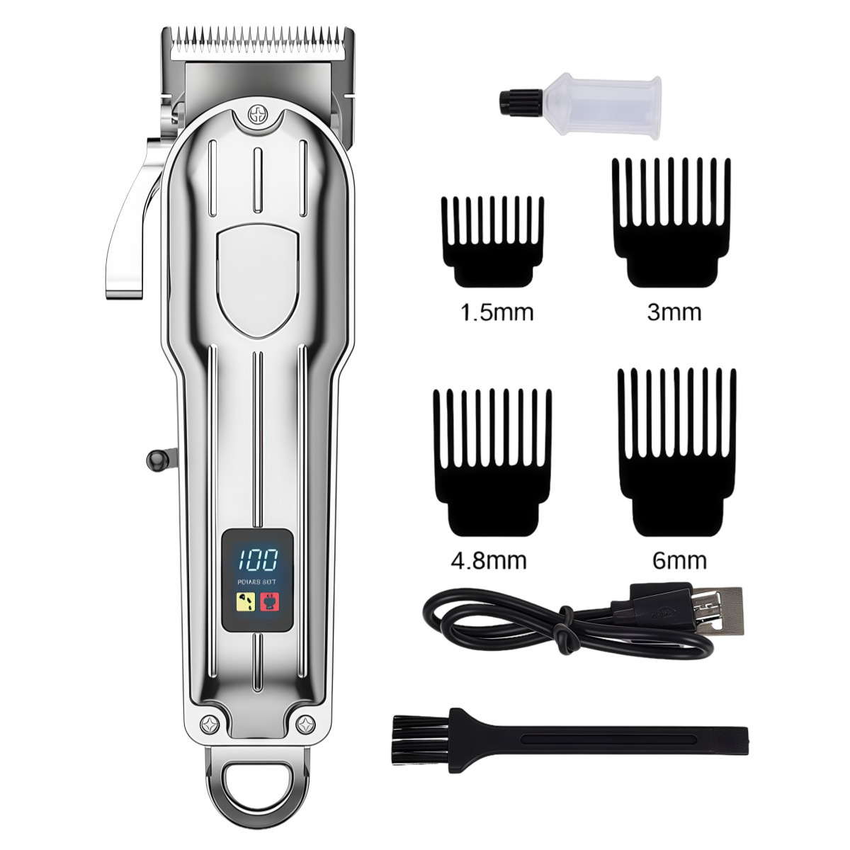 Rose® HairClipper: Digital LCD Barbermaskine Professionel Hår Klipper