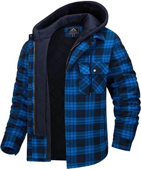 Icone™ PlaidJacket: Herre Stilfuld Huva Lynlås-Op Ternet Jakke