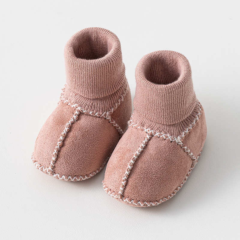 Happy™ InfantSocks 1+1 GRATIS: Elegant Varm Ruskind Krybbe-Sikker Spædbarn Sokker