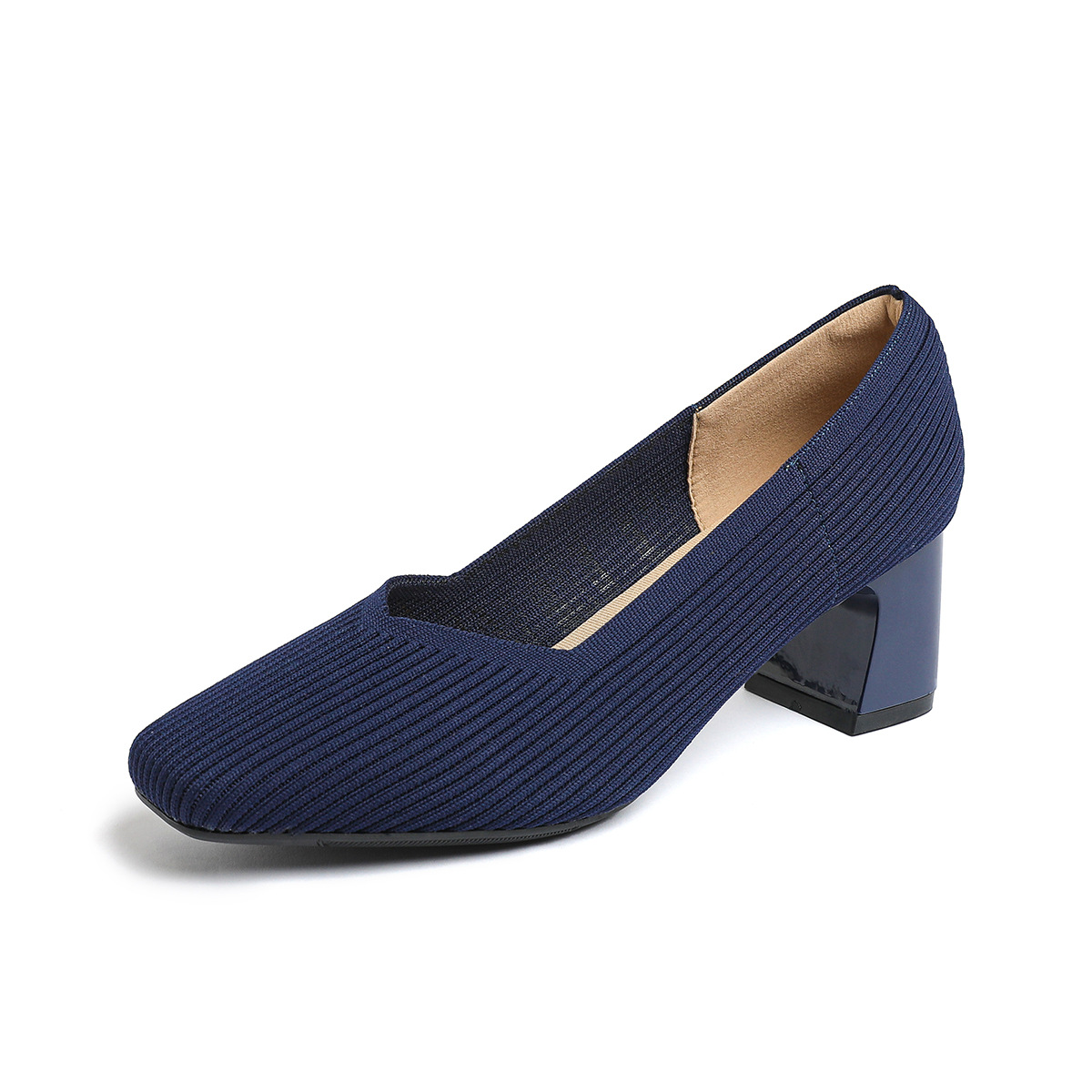 Happy™ KnittedHeels: Kvinder Firkantet Tå Kort Hæl Afslappet Komfort Strikket Hæle