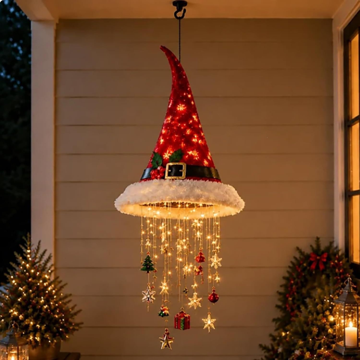 Ledsen™ FestiveHat - Halloween Og Juletroldhat Festlig Dekoration Med Hængende Lys