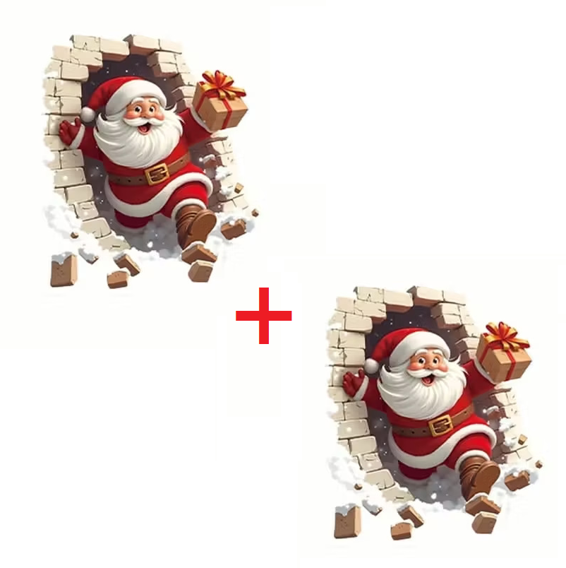 SantaSticker 1+1 GRATIS: 3D Genanvendeligt Julemandsklistermærke Til Ferie Vægdekoration