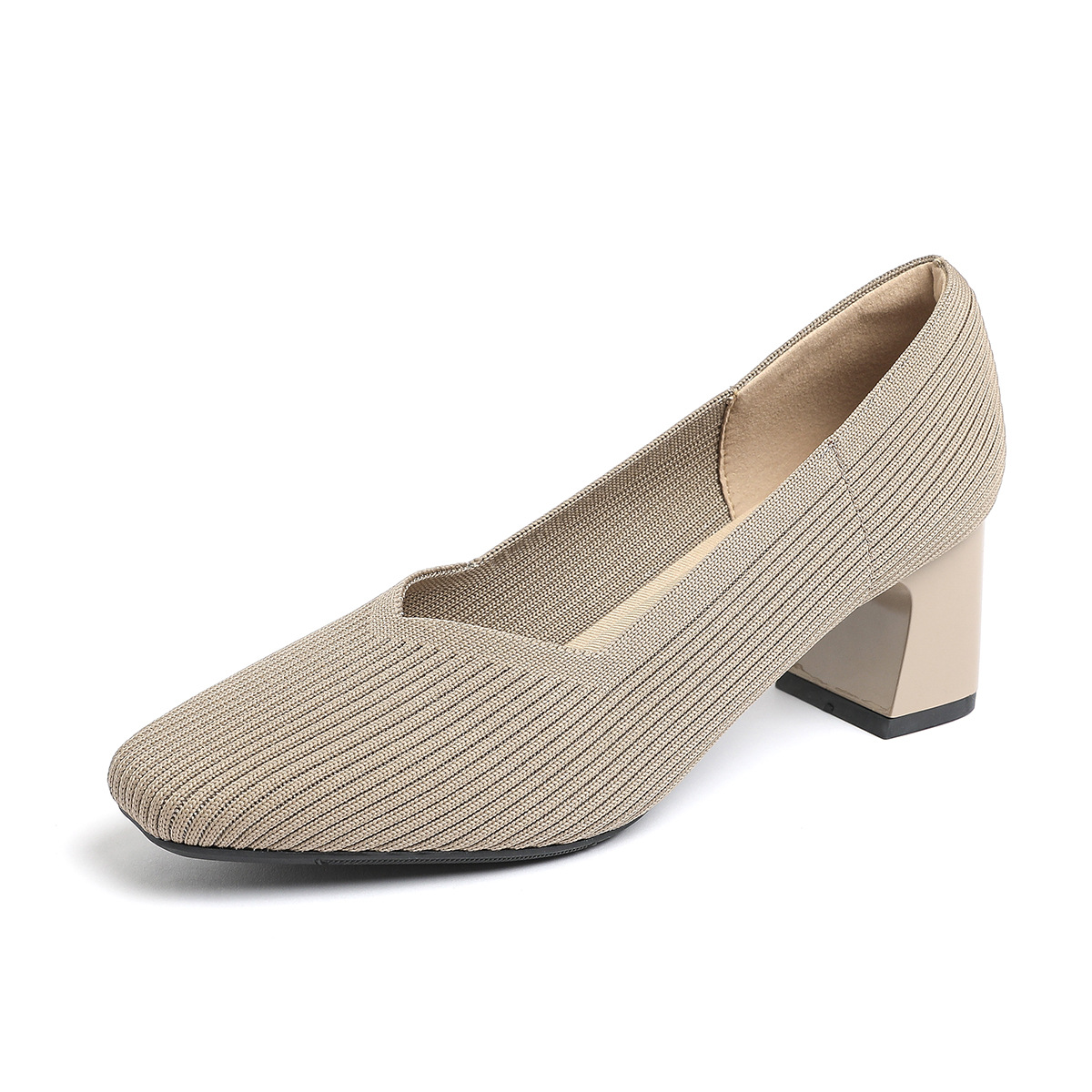 Happy™ KnittedHeels: Kvinder Firkantet Tå Kort Hæl Afslappet Komfort Strikket Hæle