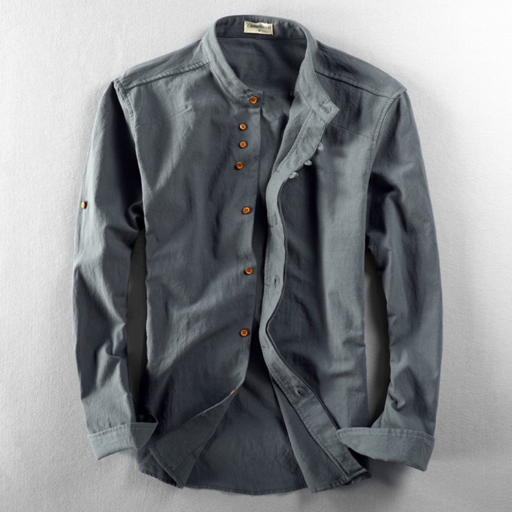 Icone™ CollarlessLongsleeves: Herre Japansk Stil Åndbar Kraveløs Langærmet