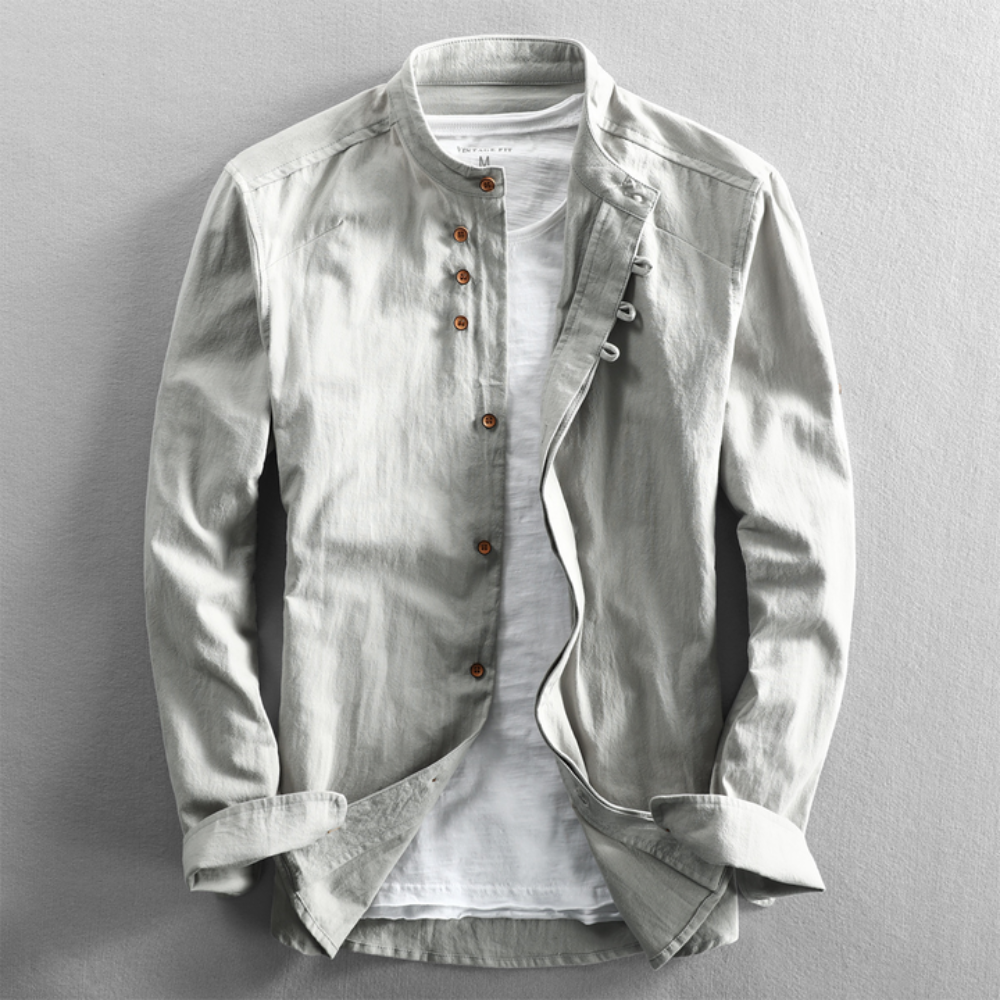 Icone™ CollarlessLongsleeves: Herre Japansk Stil Åndbar Kraveløs Langærmet