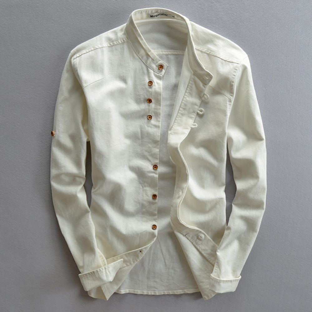 Icone™ CollarlessLongsleeves: Herre Japansk Stil Åndbar Kraveløs Langærmet