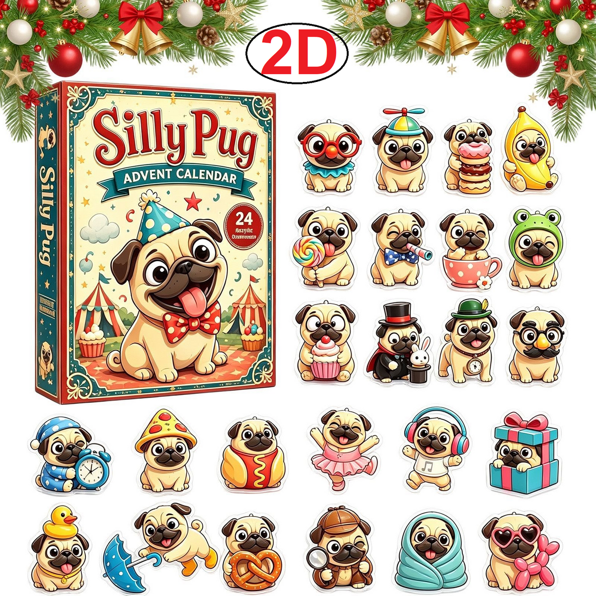 Kletshuts™ DogAdvent - Charmerende Ferie Hund 2D Akryl Adventskalender