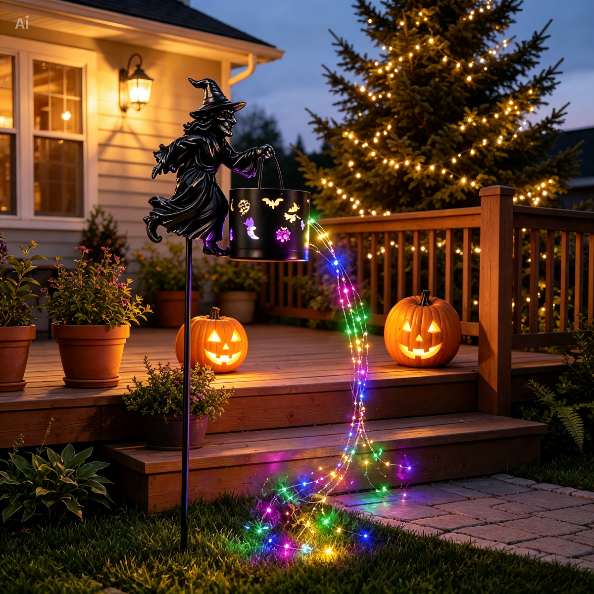 Ledsen™ HalloweenWitch - Halloween Heks Kedel Have Dekoration