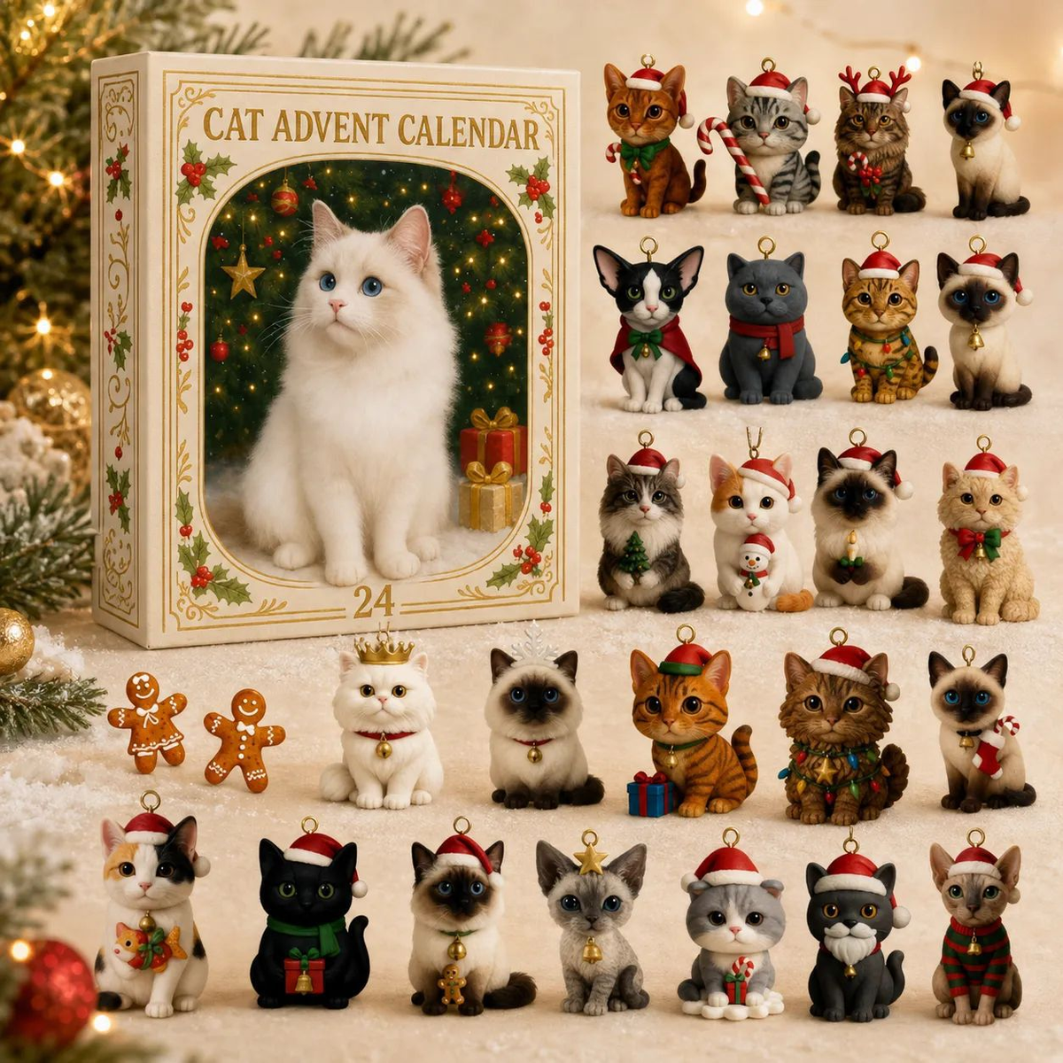Kletshuts™ CatAdvent - Juleferie 3D Katte Adventskalender Nedtælling