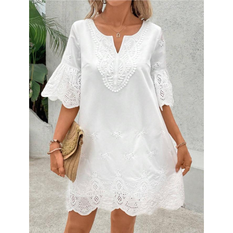 Icone™ WhiteDress: Casual Elegant Hvid Midi Sommerkjole Til Kvinder