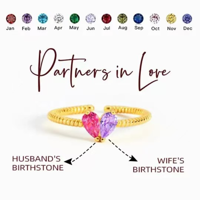 Jewelance™ HeartBirthstone - Tilpasset Mini Hjerte Fødselssten Justerbar Mode Ring