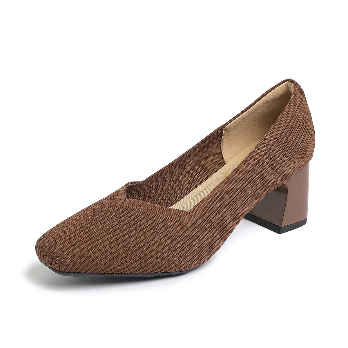 Happy™ KnittedHeels: Kvinder Firkantet Tå Kort Hæl Afslappet Komfort Strikket Hæle