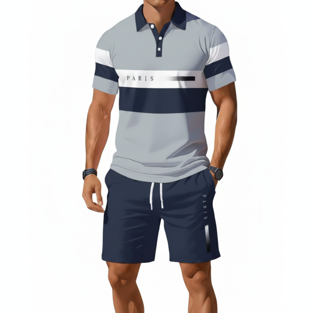 Icone™ SummerSet: Åndbar Casual Sommer Skjorte Og Shorts Sæt til Mænd