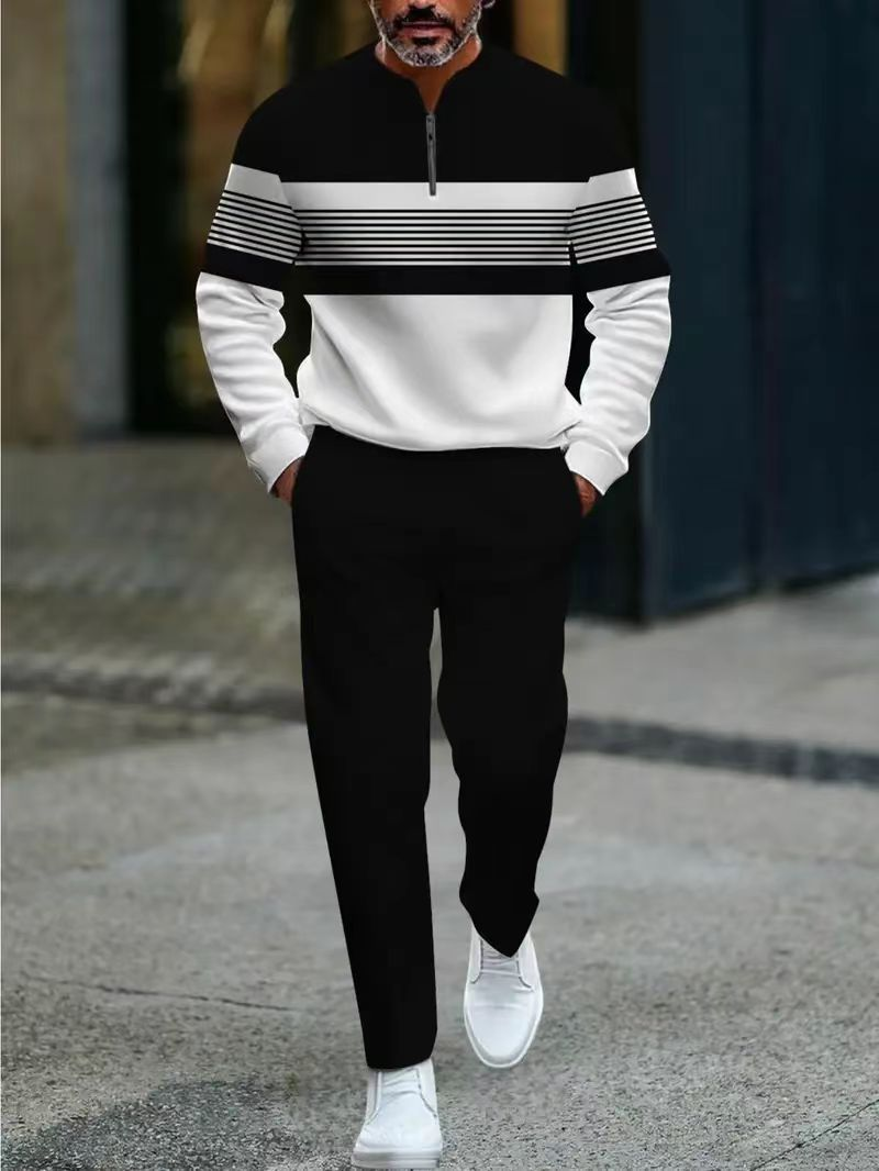 Icone™ GraphicSet: Herres Afslappet Sportswear Grafisk Print Sweatshirt Og Bukser Sæt