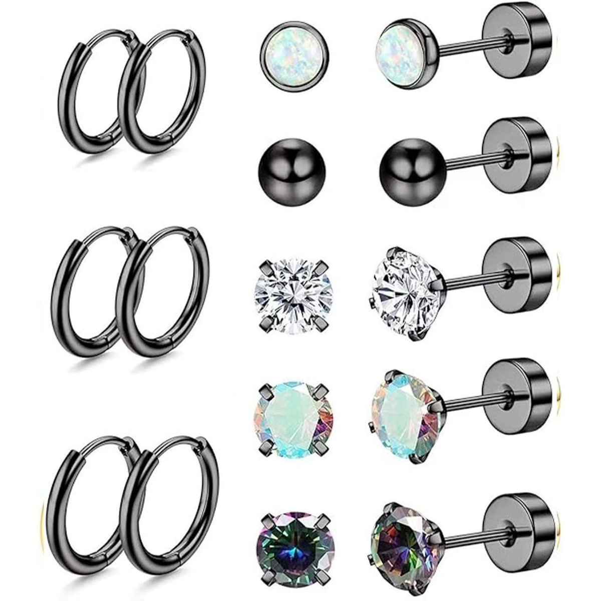 Jewelance™ StudEarrings: Minimalistisk Brusk Piercing Stud Øreringe Sæt