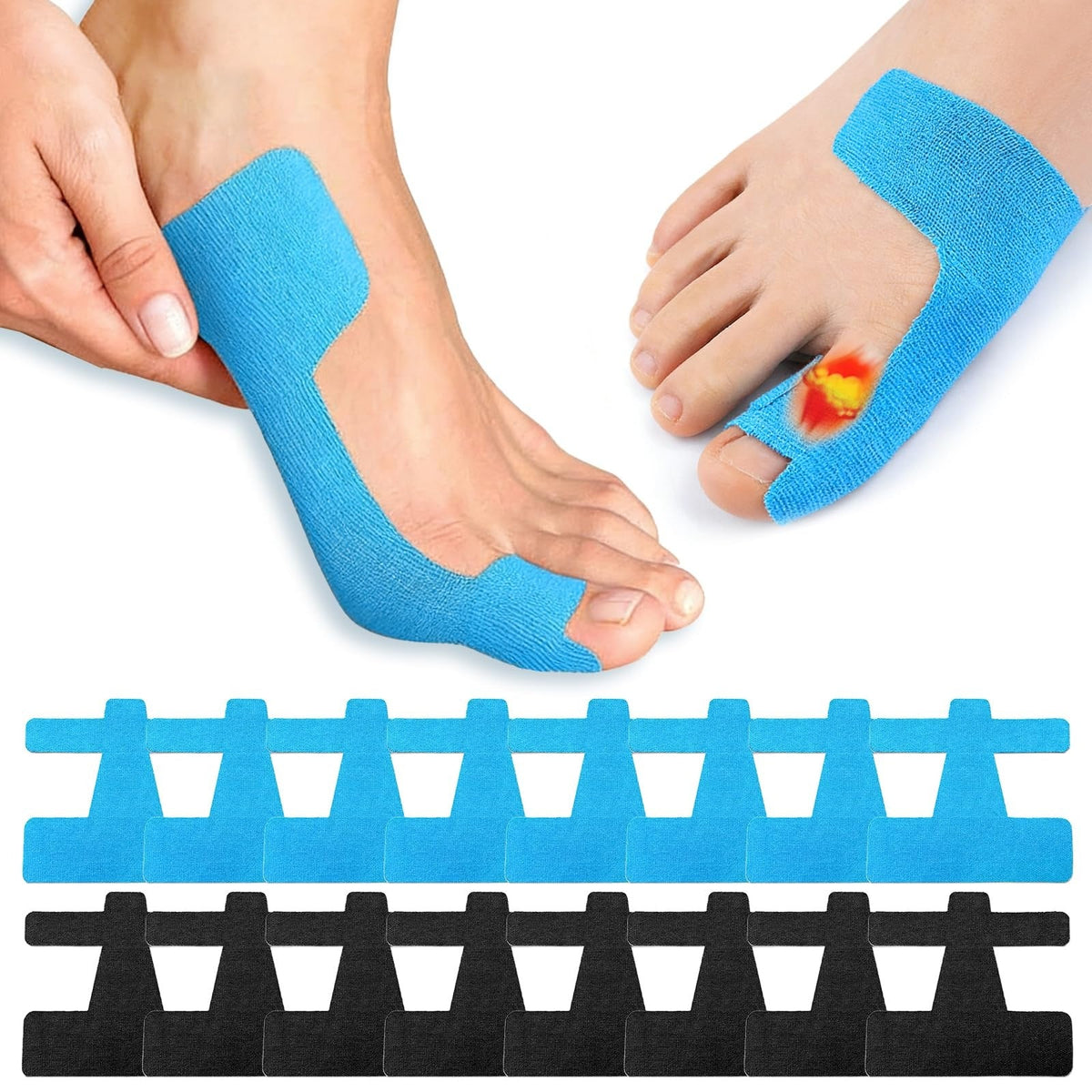 ToeBandage: Komfortabel Tåjusteringsbandage Støtte Sæt