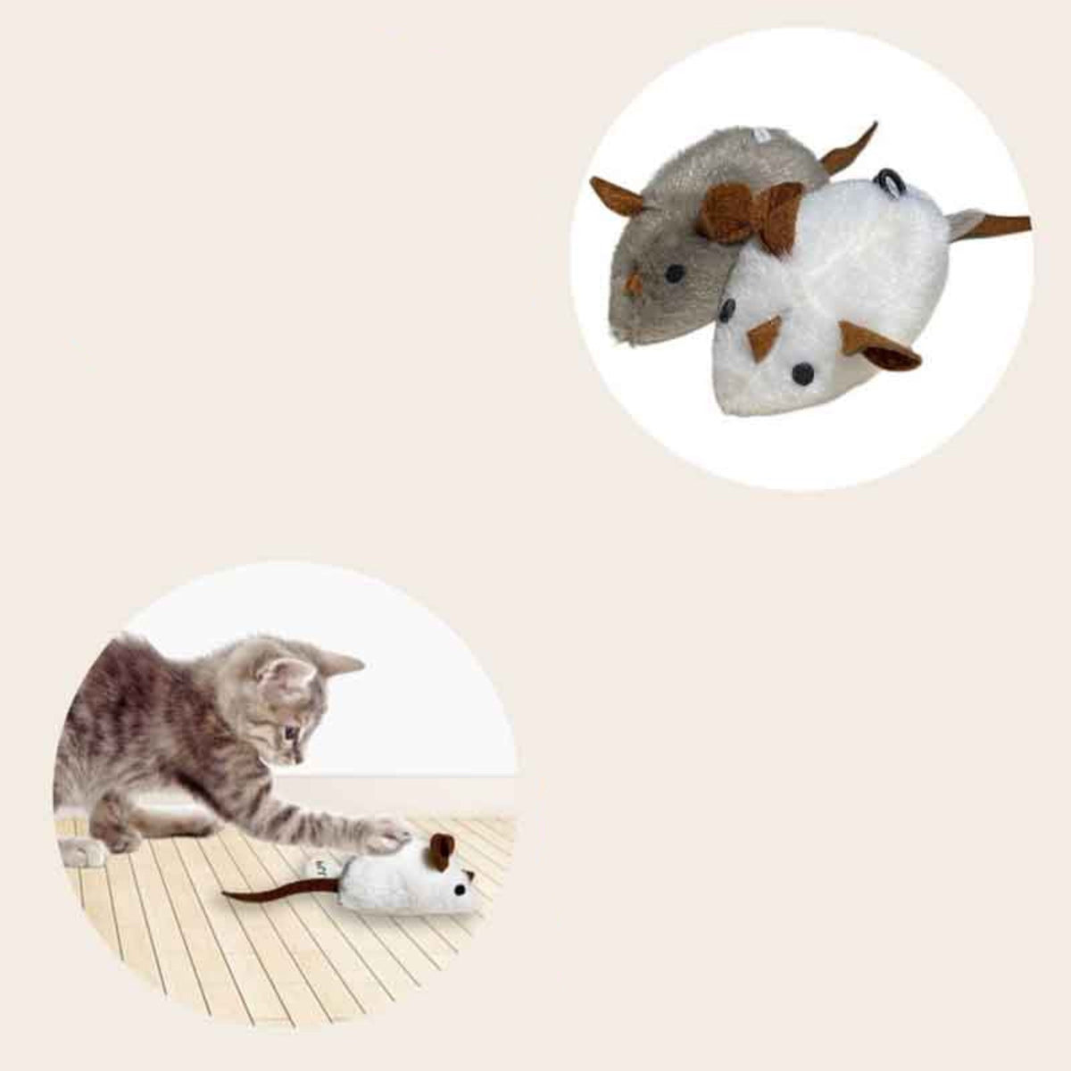 Catfri® SqueakyMouse 1+1 GRATIS: Realistisk Interaktiv Plys Katte Legetøj Pivende Mus