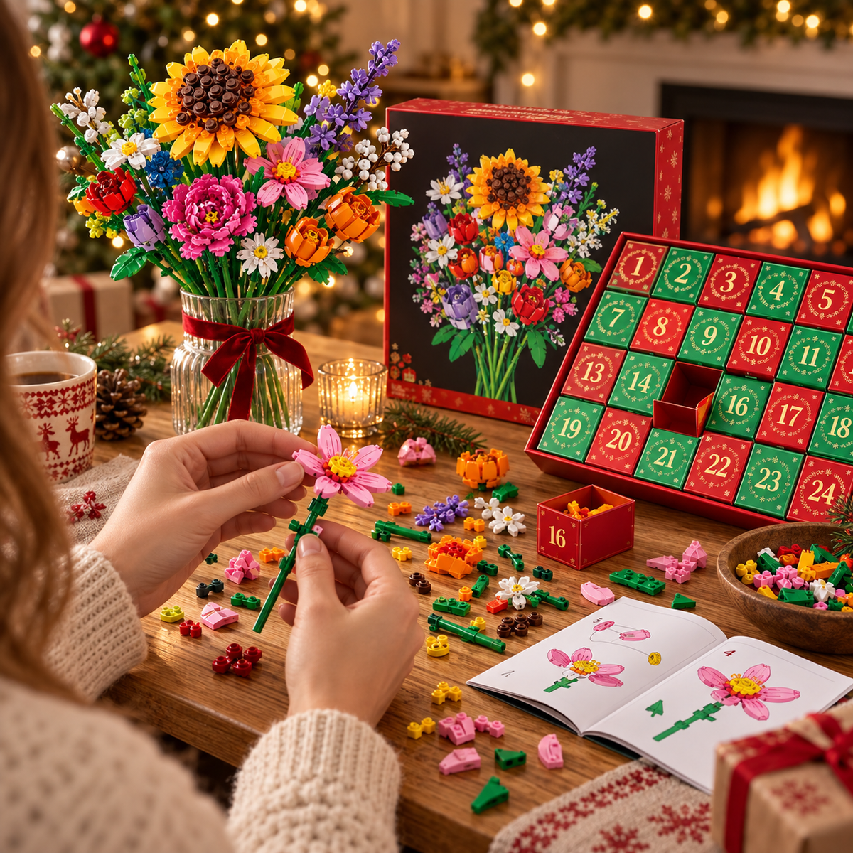 Kletshuts™ FlowerAdvent - 24 Dages Floral DIY Kreativ Byggesæt Adventskalender