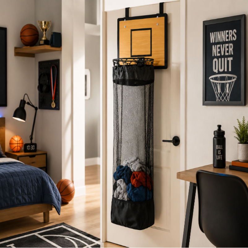 BasketballStorage - Hængende Basketball Tøj Og Vask Opbevarings Organizer