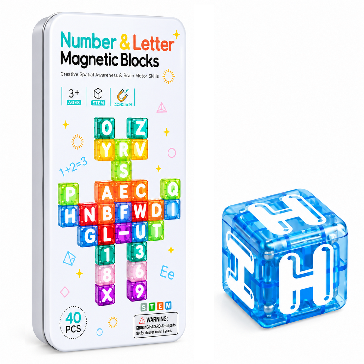 Kletshuts™ MagneticAlphabet  - Kreativ Alfabet Og Tal Magnetiske Byggeklodser Sæt