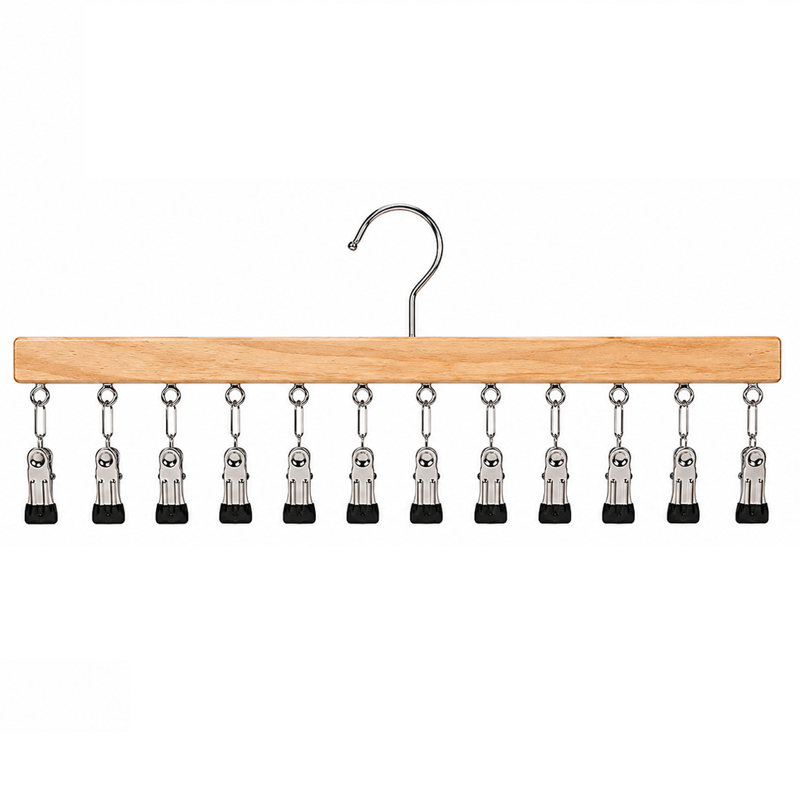 GlideHold® MultiHanger: Pladsbesparende Træ Multi Clips Tøjophæng
