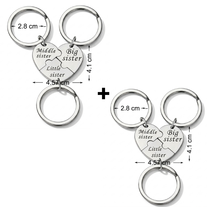 SisterhoodKeychain 1+1 GRATIS - Tre-Delt Søsterskabs Sammenflettet Nøglering