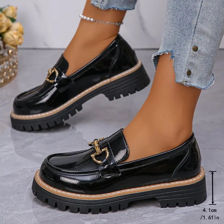Happy™ WomenLoafers: Lav Hæl Vintage Stil Kæde Kvinder Loafers