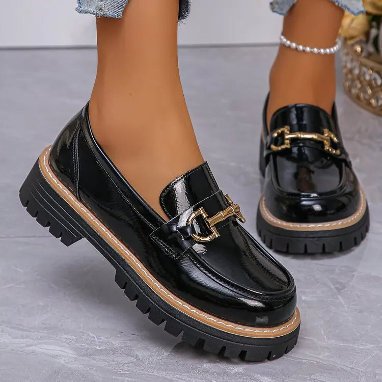 Happy™ WomenLoafers: Lav Hæl Vintage Stil Kæde Kvinder Loafers