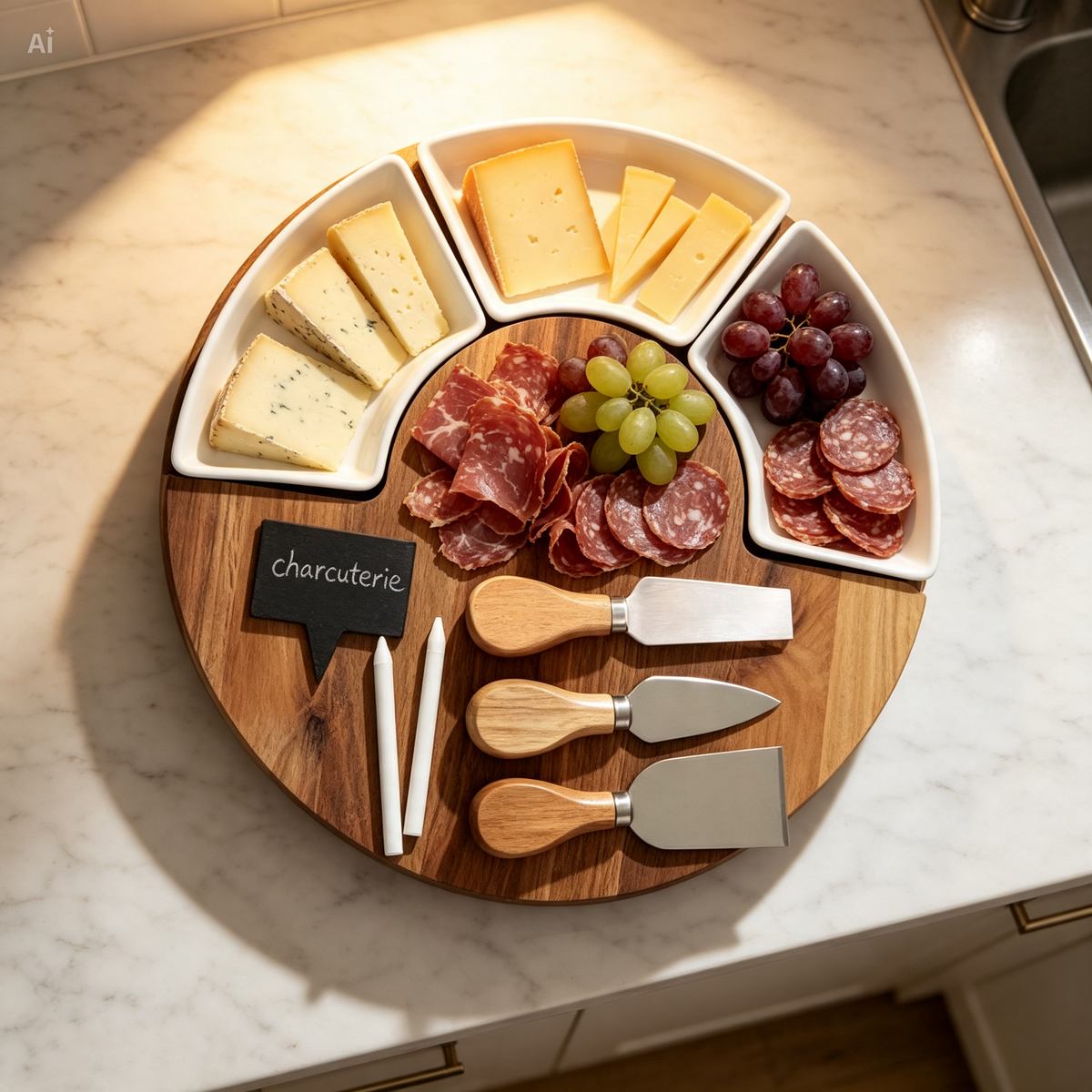 Globetrek° SnackPlatter - Elegant Rundt Komplet Snack Serveringsfad Sæt