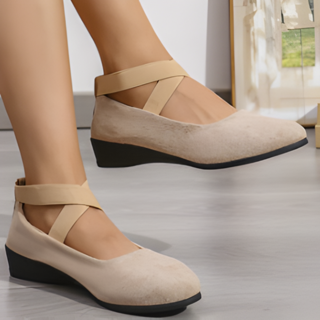 Happy™ BallerinaShoes: Kvinders Criss-Kryds Lukket Lav-Hæl Ballerina Sko