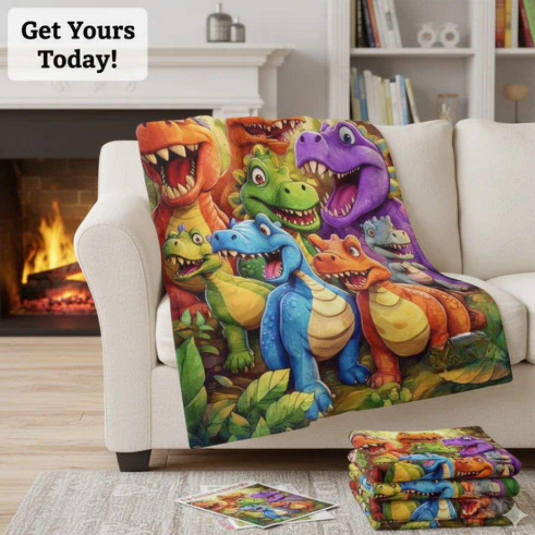 Kletshuts™ DinosaurBlanket: Blødt Og Hyggeligt Børn Kaste Dinosaur Tæppe