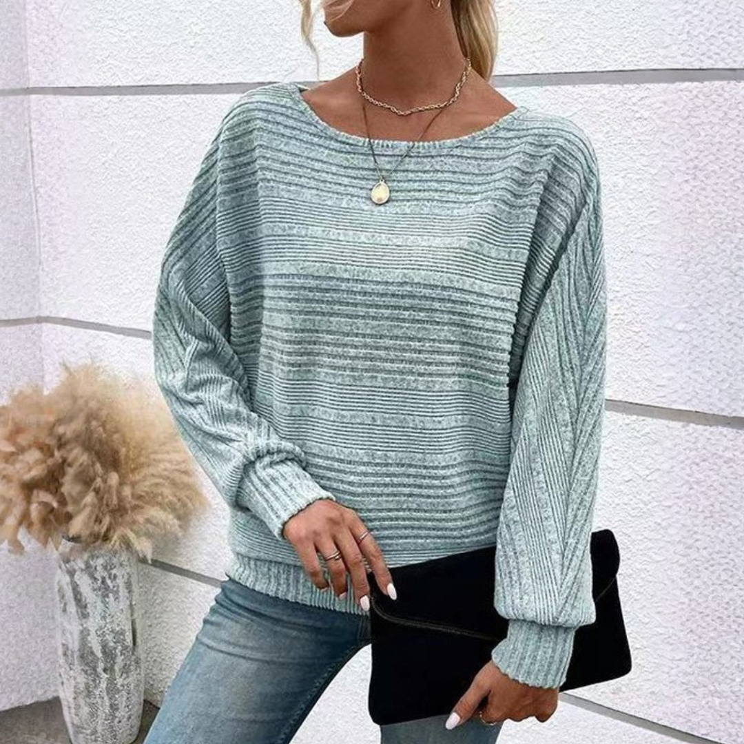 Icone™ CasualLongsleeves: Afslappet Pasform Stilfuld Stribet Flagermusemønster Afslappet Langærmet Top