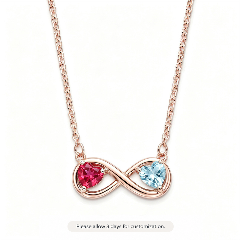Jewelance™ InfinityNecklace - Personlig To Fødselssten Infinity Mode Halskæde