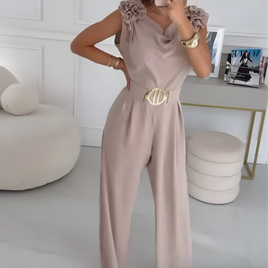 Icone™ ElegantJumpsuit: Kvinders Ærmeløs Bånd-Talje Elegant Jumpsuit