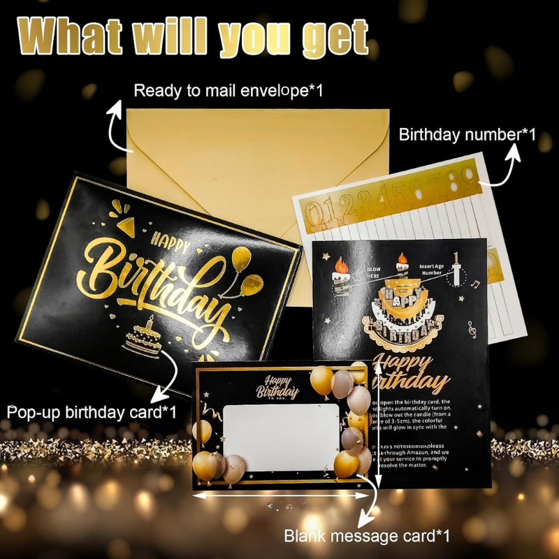 GreetingCard - Interaktiv Musikalsk 3D Pop-Up Fødselsdagskort