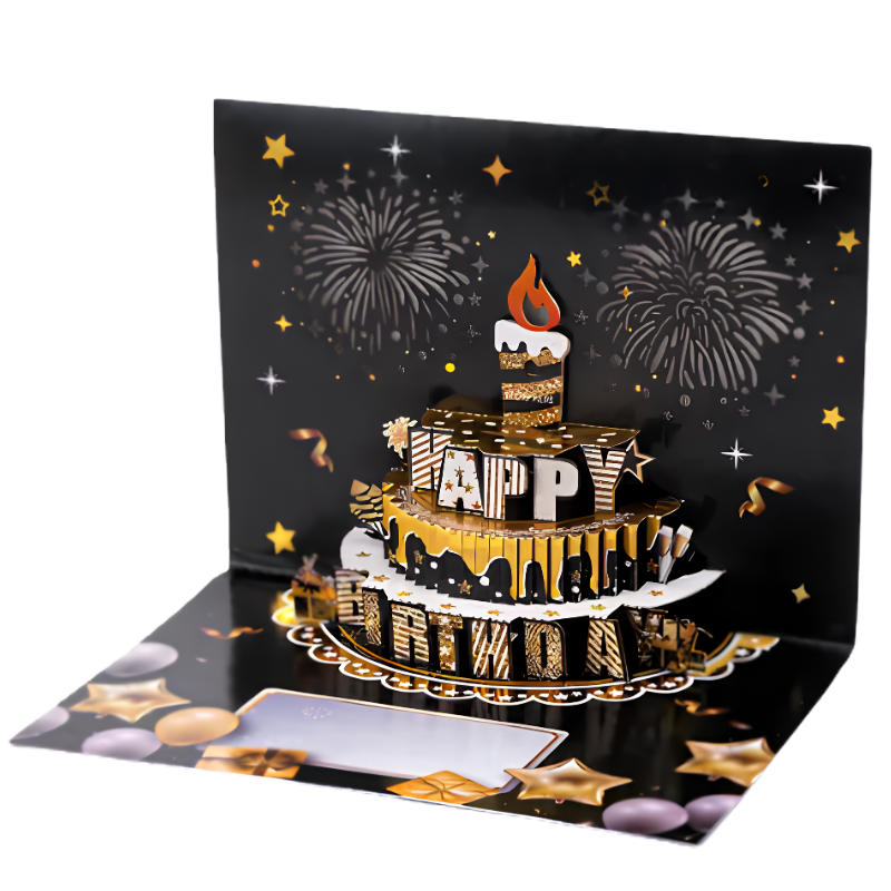 GreetingCard - Interaktiv Musikalsk 3D Pop-Up Fødselsdagskort