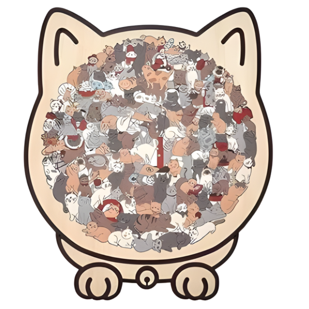 Kletshuts™CatPuzzle: Unik Kat Puslespil Farverig Træ Dyr Stiksav