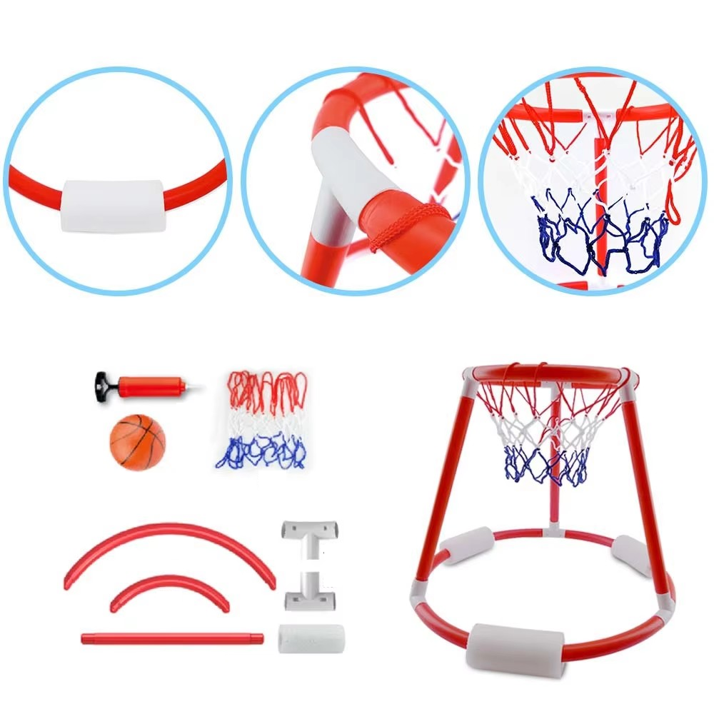 Kletshuts™ FloatingDunk: Oppustelig Hoop Flydende Pool Basketball Dunk Sæt Legetøj