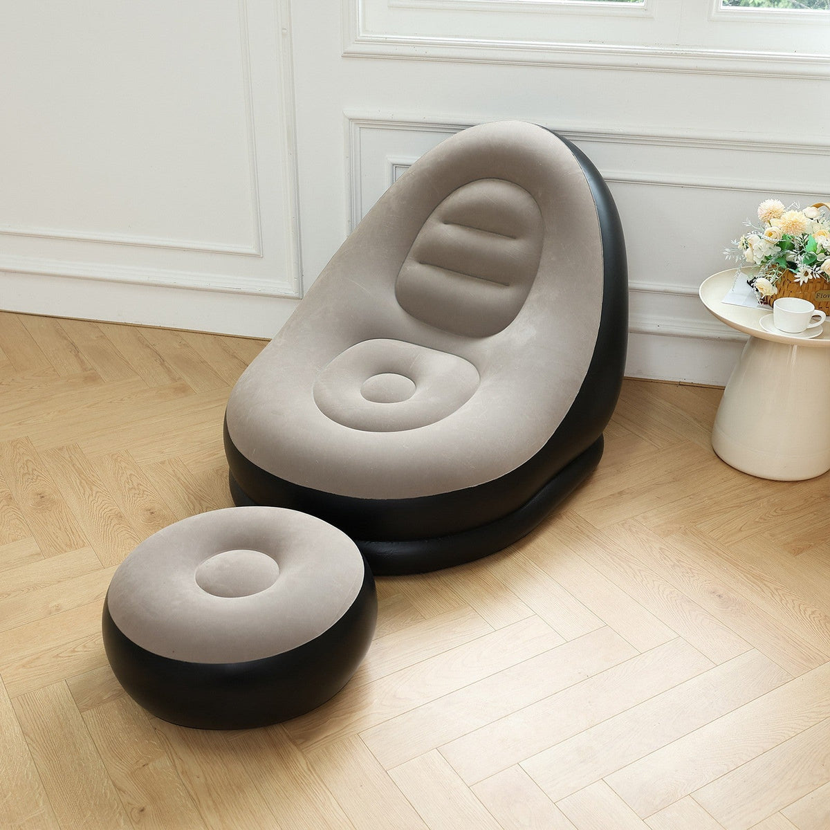 UltiFurni® InflatableSofa: Bærbar Komfortabel Stilfuld Oppustelig Sofa og Fodskammel