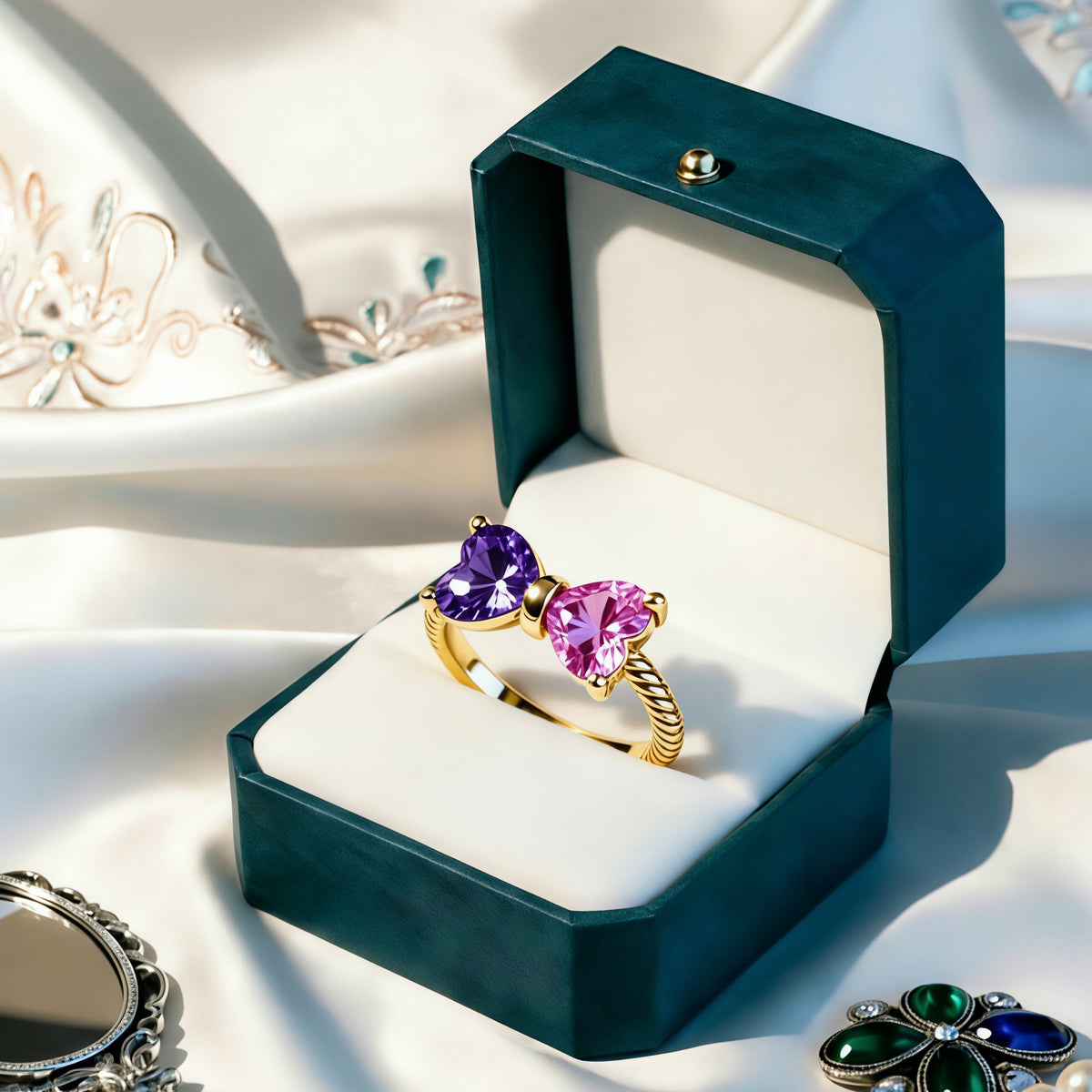 Jewelance™ BowRing - Tilpasset Dobbelte Fødselssten Bue Ring