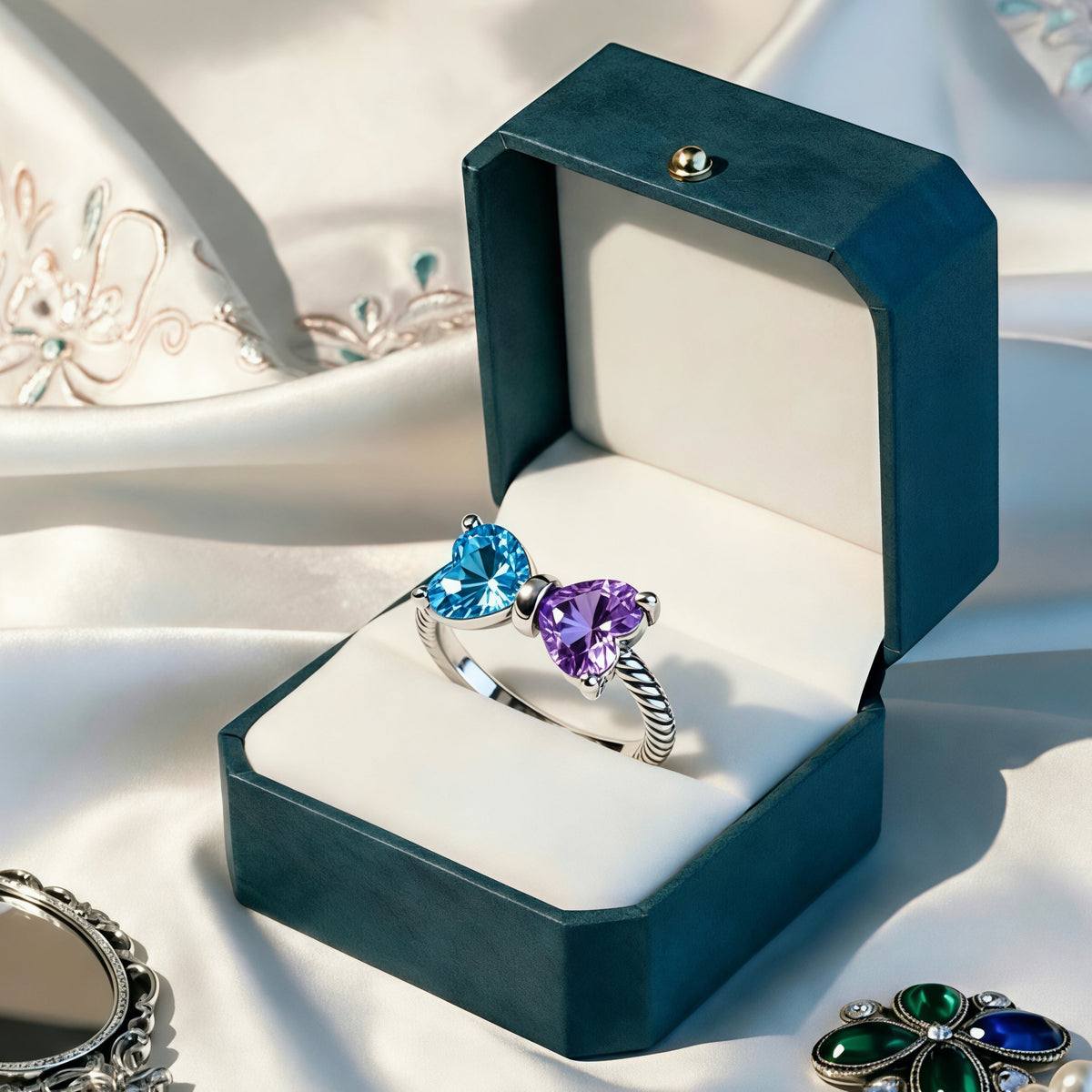 Jewelance™ BowRing - Tilpasset Dobbelte Fødselssten Bue Ring