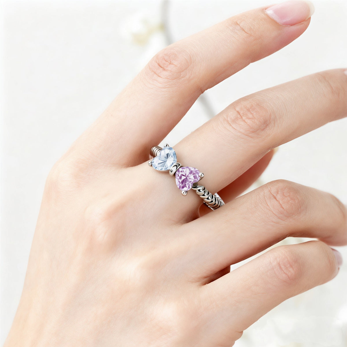 Jewelance™ BowRing - Tilpasset Dobbelte Fødselssten Bue Ring