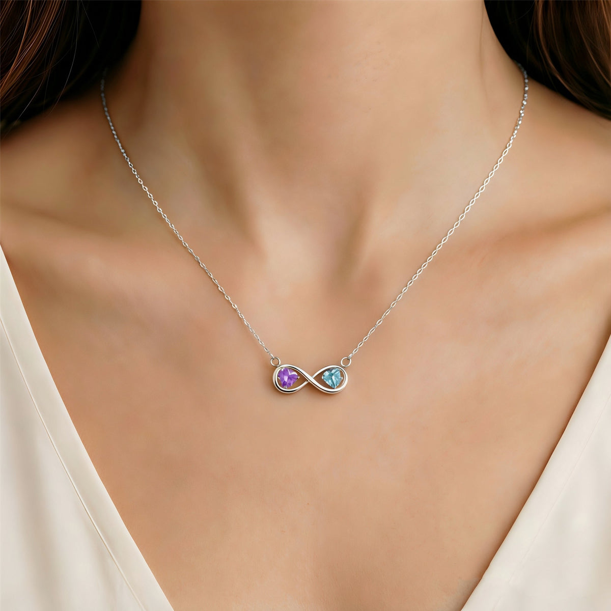 Jewelance™ InfinityNecklace - Personlig To Fødselssten Infinity Mode Halskæde