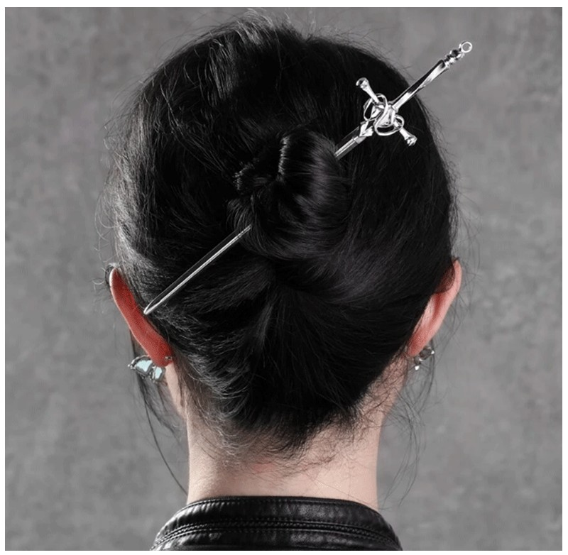 Rose® SwordHairpin 2+2 GRATIS: Gotisk Stil Sværd Hårknop Nål Tilbehør